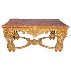 Italian Rococo Antique Giltwood Console Table Hall Tables