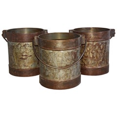 19th Century Iron Bucket with Handle Sold Singly