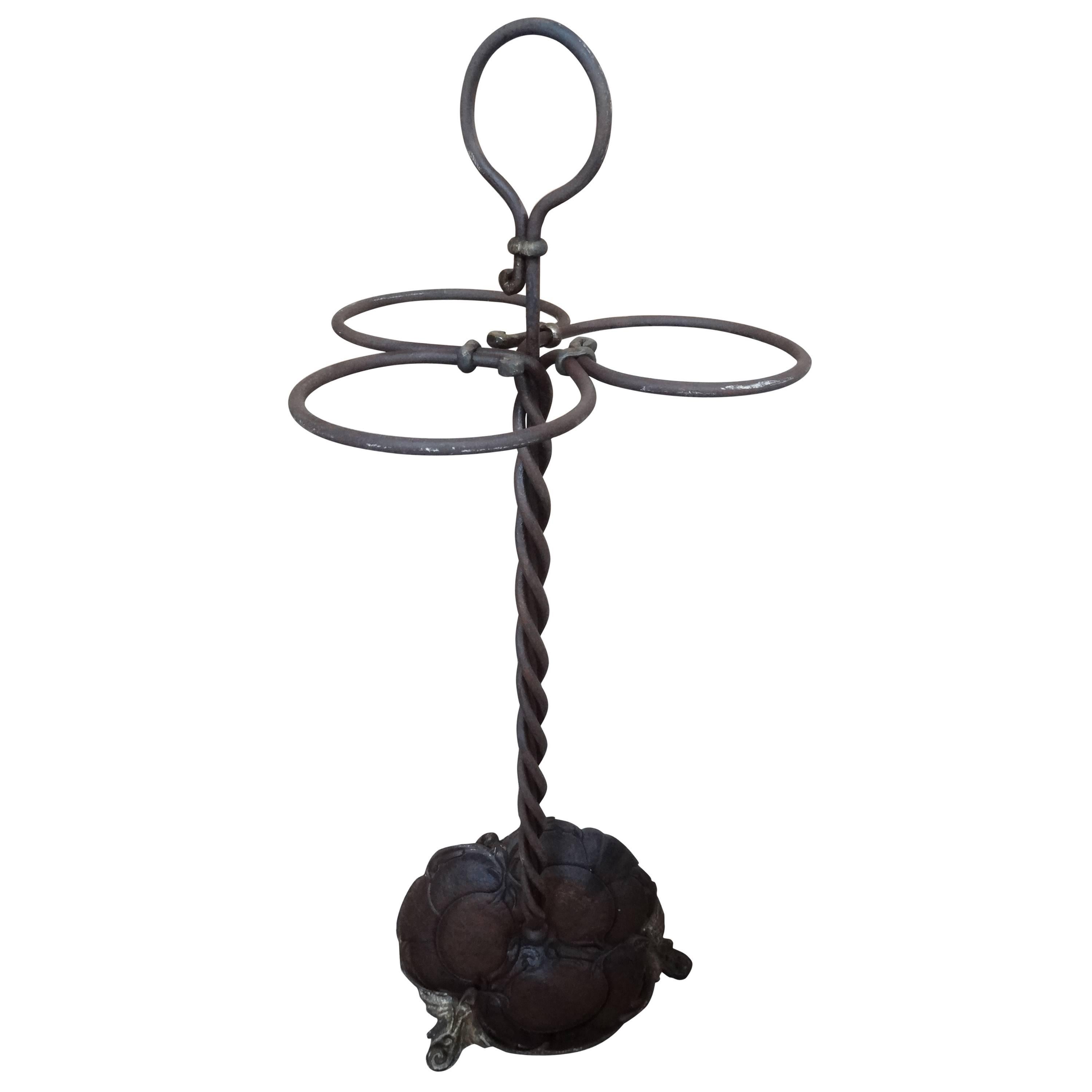 Sought After circa 1880 Vintage French Wrought Iron Umbrella Stand