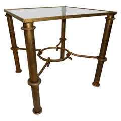 Vintage Faux Bamboo Gilded Metal End Table