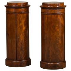 Rare Pair of Round Late Empire Pedestal Cabinets