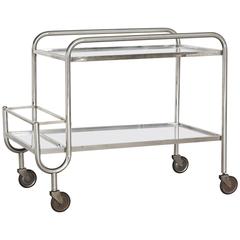 French 1940s Chrome and Mirror Bar Cart