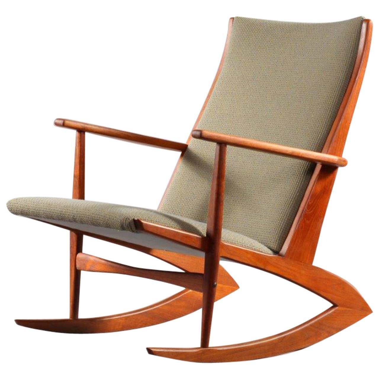 Rare Danish Teakwood Rocking Chair Holger Georg Jensen, 1950