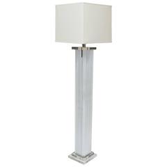 Vintage 1970s Skyscraper Column Floor Lamp in Faceted Chrome and Lucite