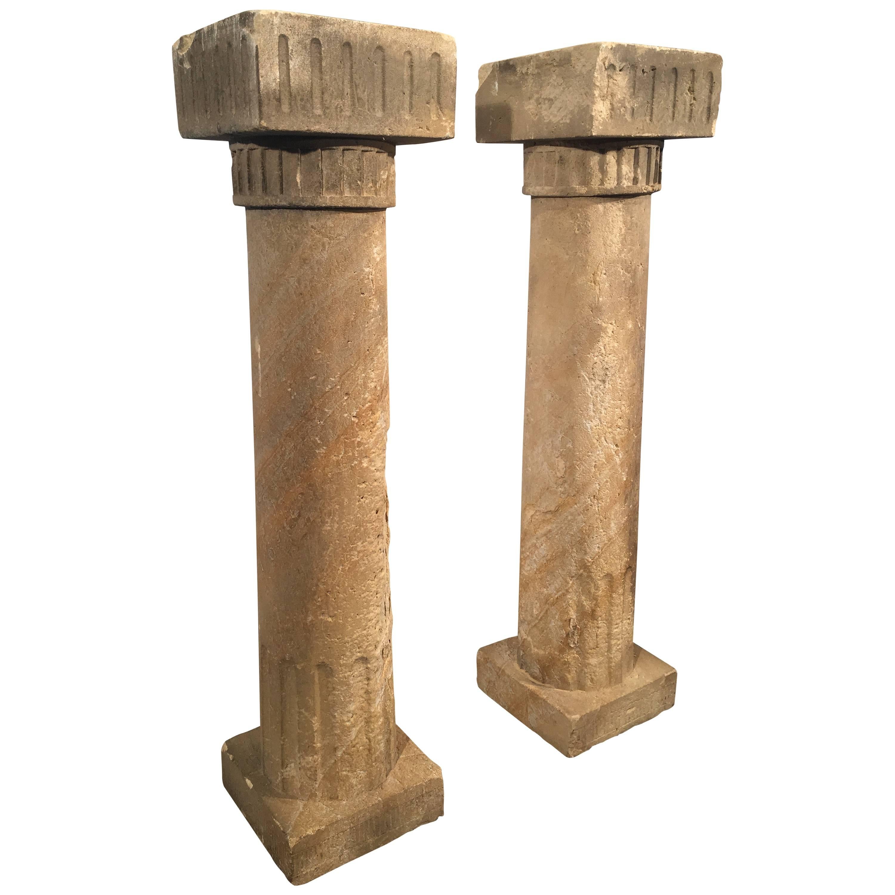 Pair of 18th Century French Sandstone Columns or Console Table Bases