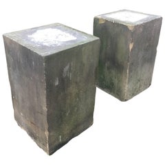 Pair of Grand English Carved Yorkstone Pedestals