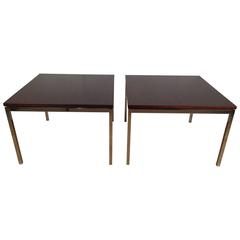Pair of Florence Knoll T-Angle Rosewood and Chrome Side Tables
