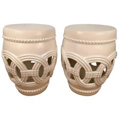 Pair of White Lacquered Garden Seats 3