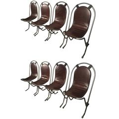 Set of Eight Steel Stak-A-Bye Chairs with Original Naugahyde Seats 3