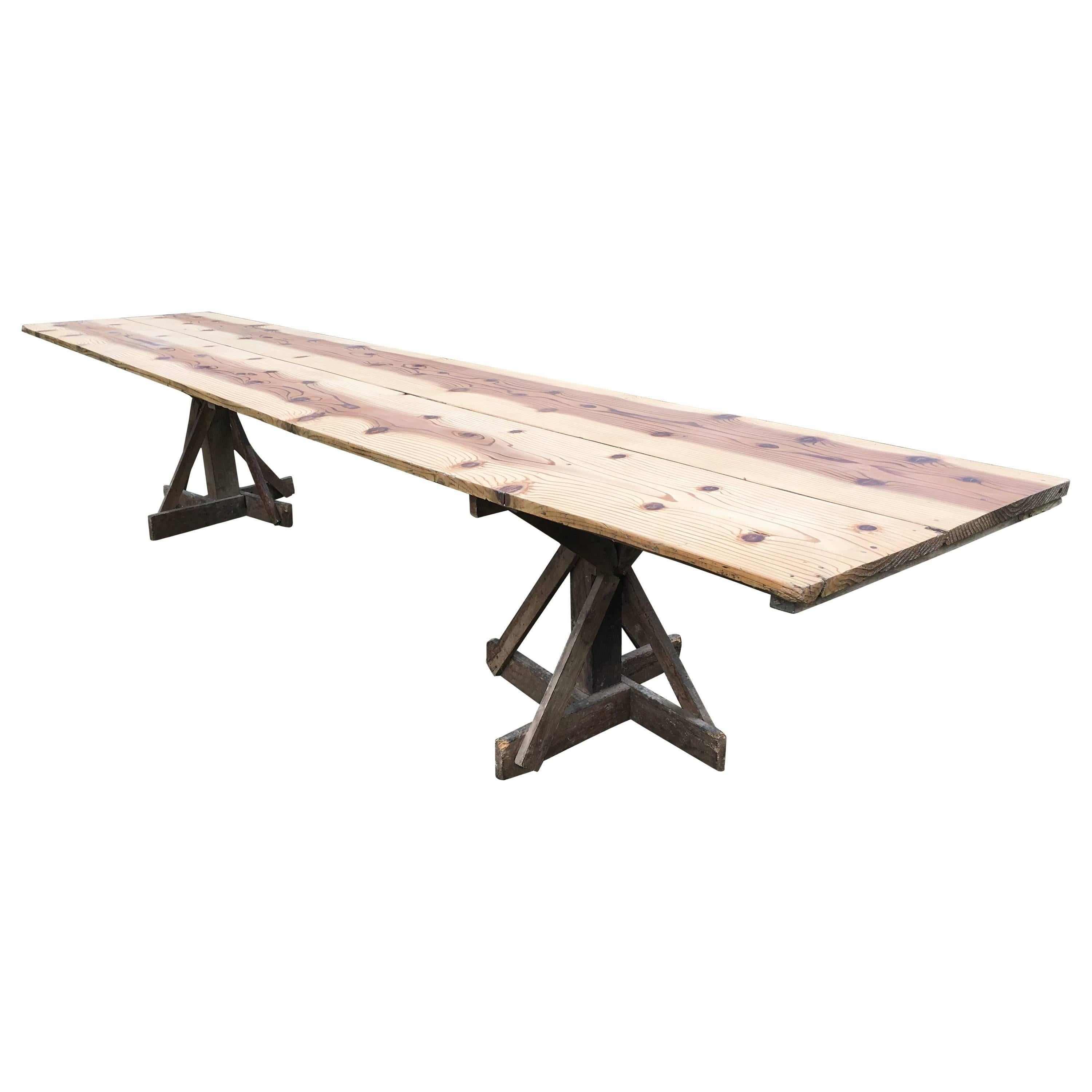 Rustic French Pine Dining Table For Sale