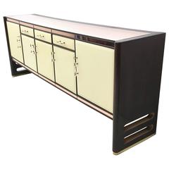 Wood and Pink Mirror Sideboard, 1940s