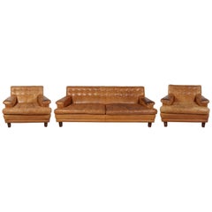 Arne Norell Merkur Sofa with Pair of Matching Lounge Chairs