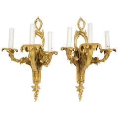 Fine Pair of E.F. Caldwell Dore
 Bronze Sconces