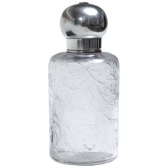 Gustave Keller Freres French Art Deco Crystal Bottle with Sterling Silver Top