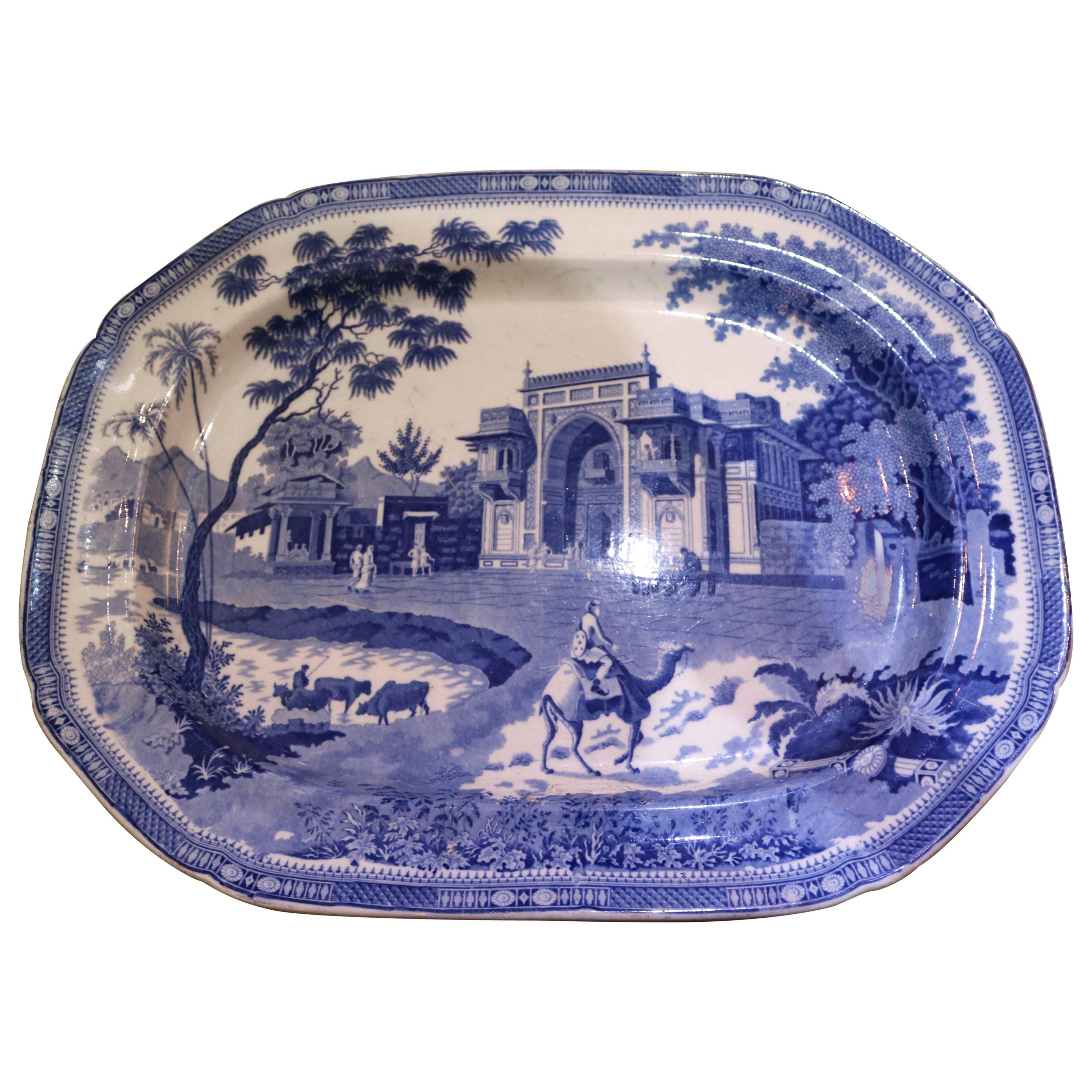 19th Century English Blue and White Transfer-Ware Platter