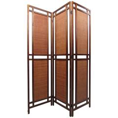 Handmade Tri Fold Opaque Lacquer Folding Screen Room Divider For Mid Century Folding Screen Room Divider