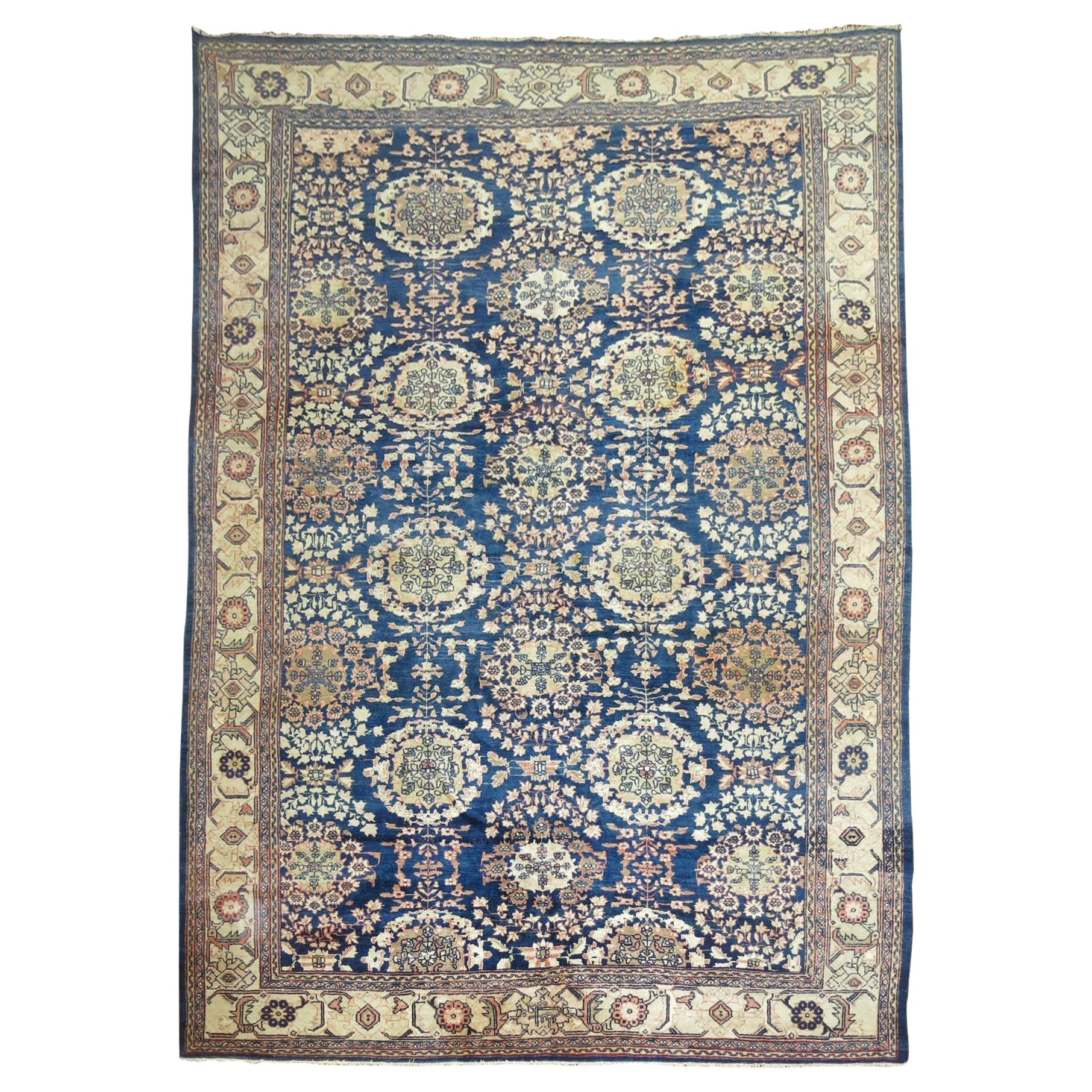 Zabihi Collection Antique Blue Persian Mahal Carpet