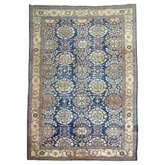Colección Zabihi Alfombra Persa Antigua Azul Mahal