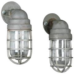 1940 Pair of Crouse Hinds Industrial Wall Sconce Lighting 2