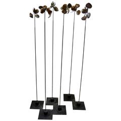 Sharon Wandel Abstract Brutalist Bronze "Suspended Flowers" Floating Sculpture