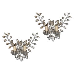 Pair of French Silver-Leaf Sconces