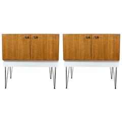 Pair of Extremely Large Nightstands Raised on Hairpin Legs