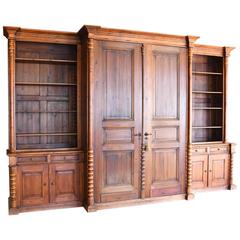 Massive Wall Unit Built from Antique Elements and Re-Purposed Pine Boards