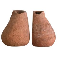 Pair of Terracotta Amorphic Bookend Vases