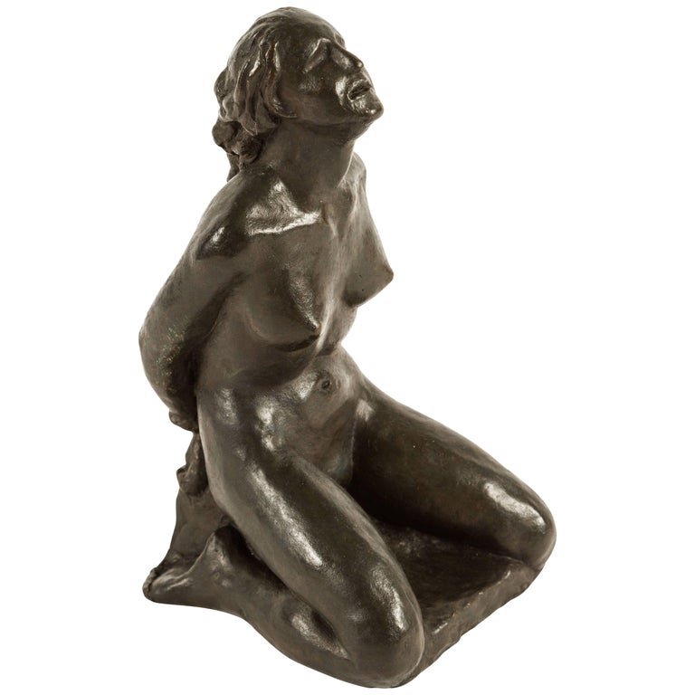 Figural Bronze Sculpture Signed Prazdova For Sale
