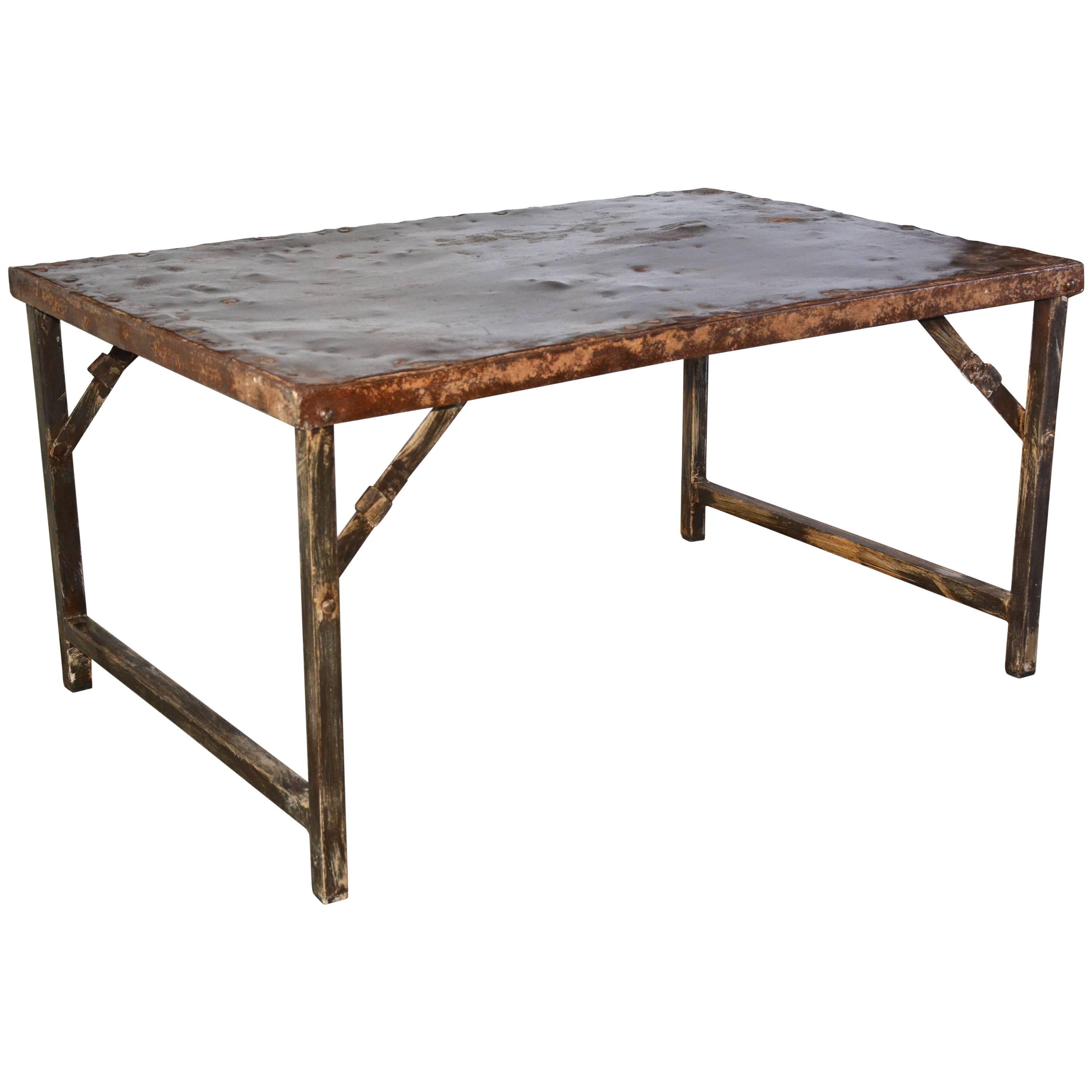 Antique Folding Iron Coffee Table