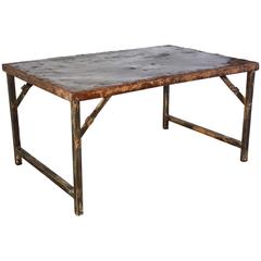 Antique Folding Iron Coffee Table