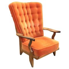 Guillerme et Chambron, Solid Oak Armchair "Grand Repos", Edition Votre Maison 12