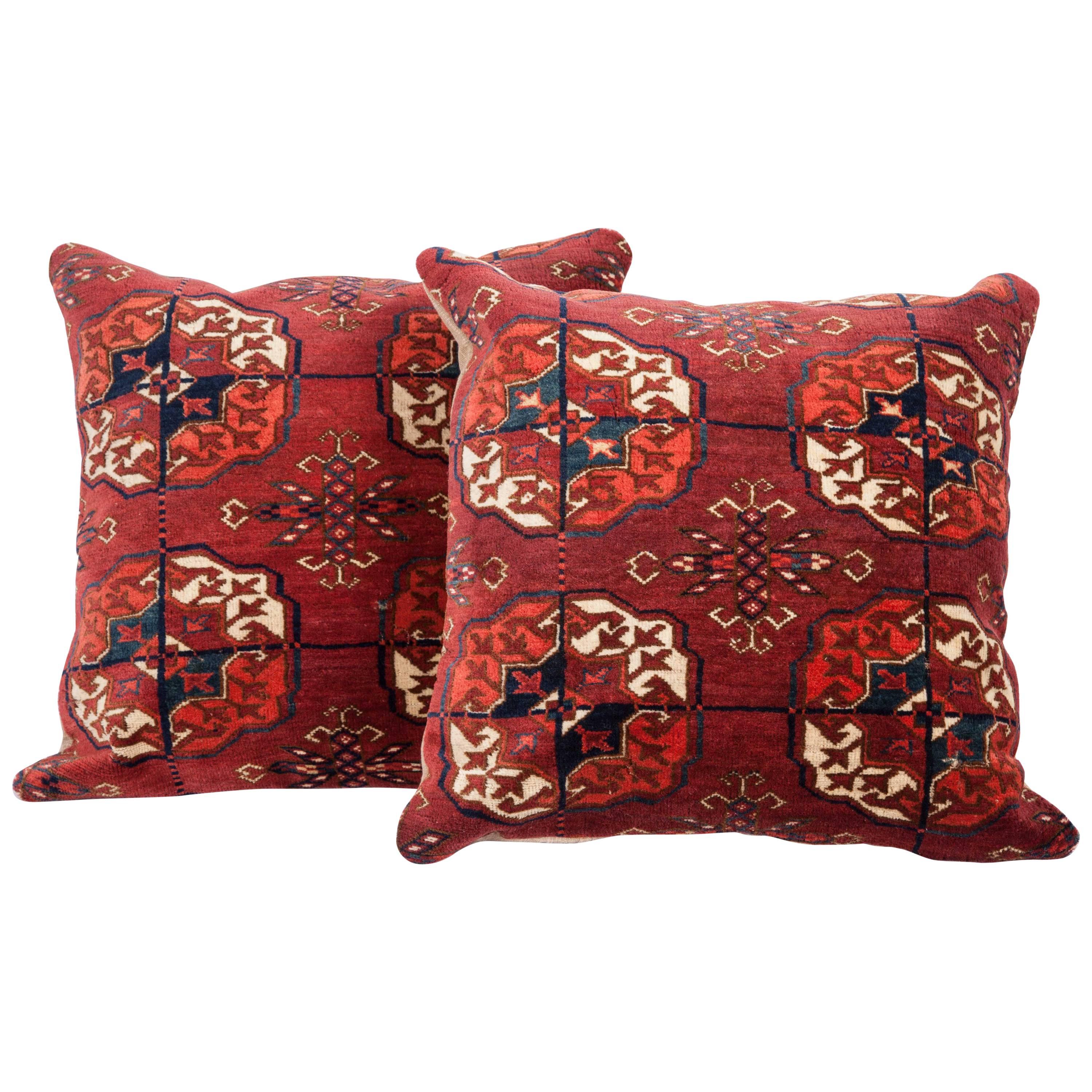 Antique Pillows Made Out of a 19th Century Turkmen Tekke Tribe Main Rug Fragment