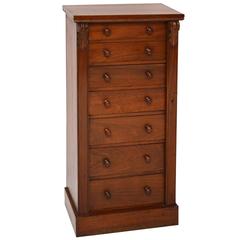 Antique Victorian Walnut Wellington Chest of Drawers