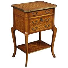20th Century French Inlaid Nightstand with Gilded Bronzes
