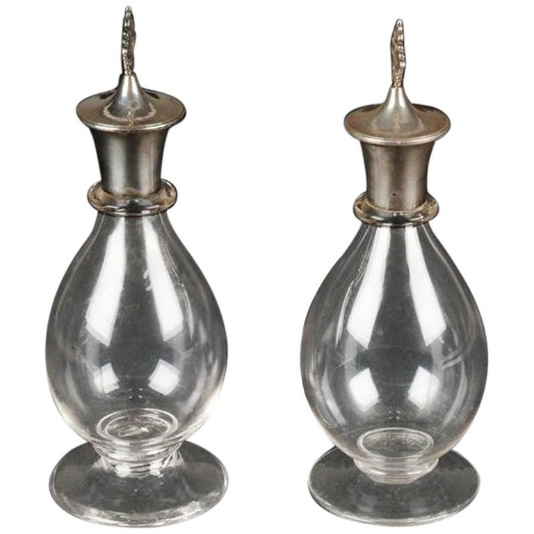 Greenwood and Watts. Pair of Gothic Revival Silver Mounted Glass