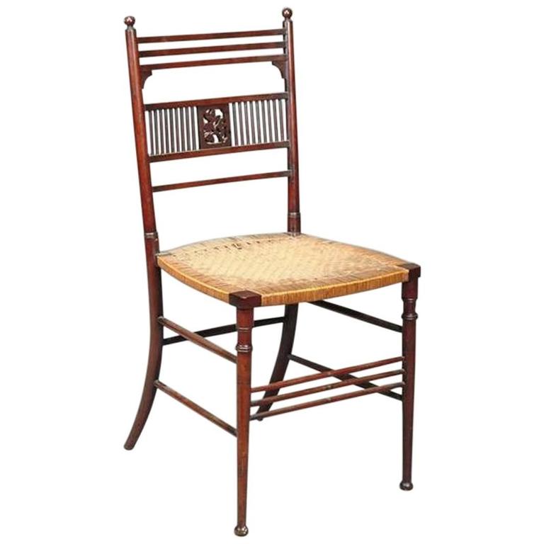 Mahogany and Split Cane Side Chair Attributed to H W Batley at 1stDibs
