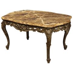 20th Century French Lacquered Coffee Table with Marble Top