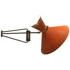 French Mid-Century Design: René Mathieu for Lunel Diabolo Wall Arm Lamp