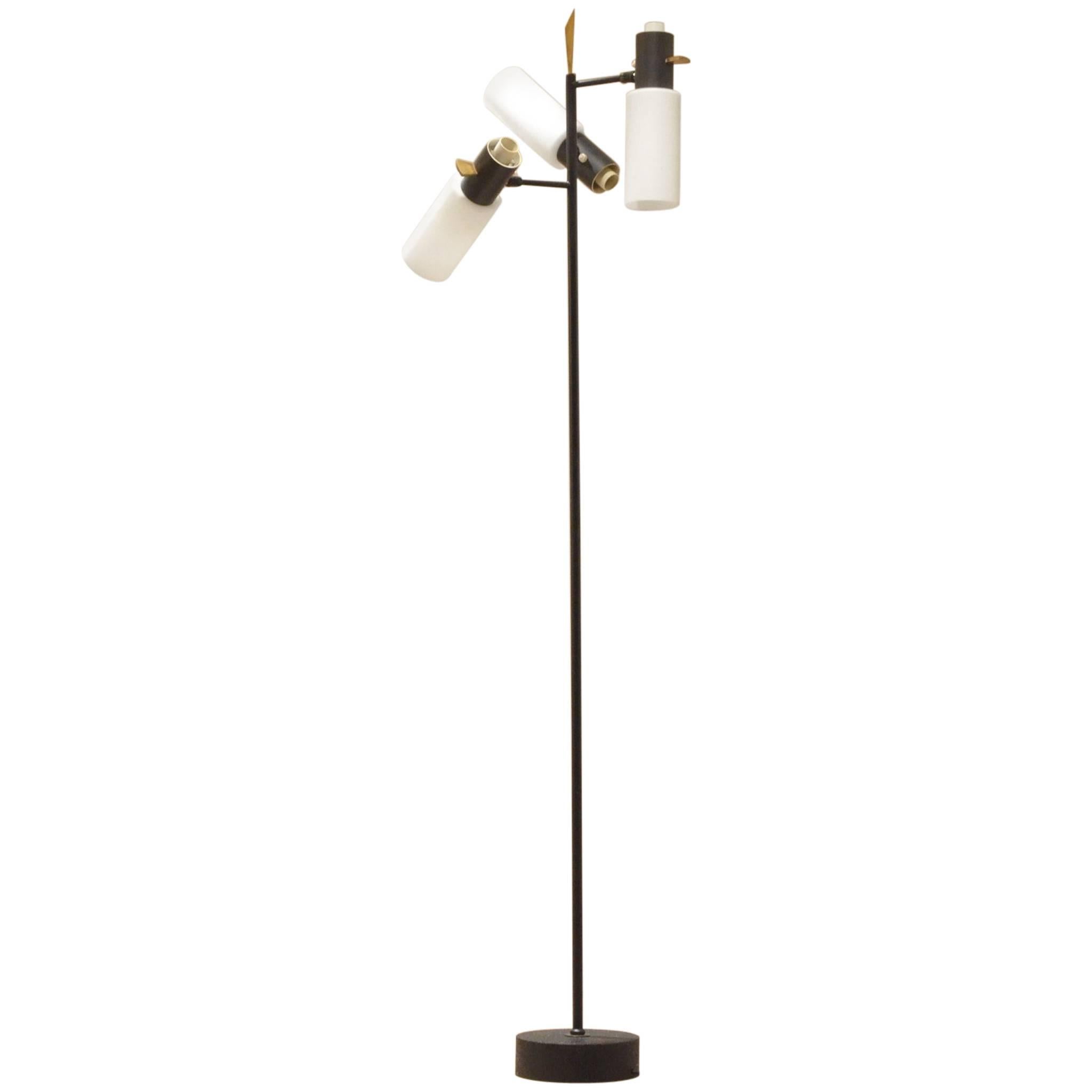 Mid-Century Boris Lacroix for Lunel Glass and Brass Floor Lamp