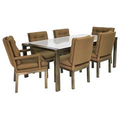 Mid-Century Bronze and Glass John Widdicomb Dining Table and Six Chairs 8