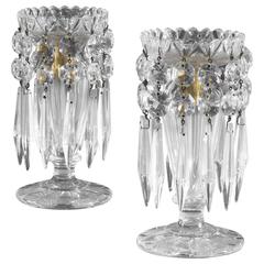 Early 19th Century Pair of Regency English Cut-Glass Candlestick Lustres 10