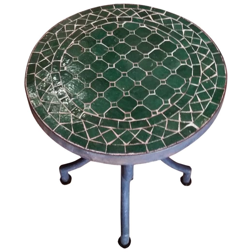 Moroccan Mosaic Table, Wrought Iron Base