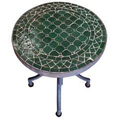 Moroccan Mosaic Table, Wrought Iron Base