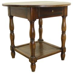 Round Louis XVI Style Lamp Table with Turned Legs