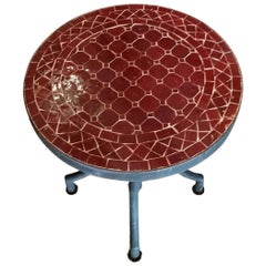 All Burgundy Mosaic Table, Wrought Iron Base