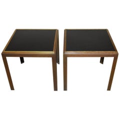 Pair of Iron Brass and Formica Side Tables