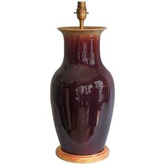 Antique 19th Century, Chinese Sang de Boeuf Vase as a Lamp