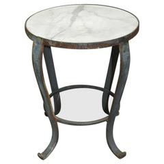 French Wrought Iron Marble Drinks Table