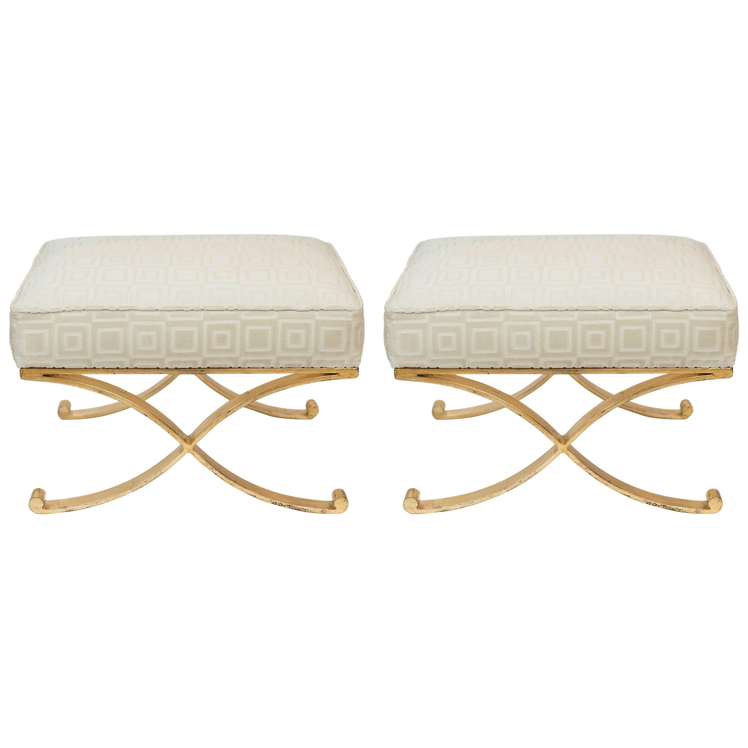 Pair of Gilt Iron Benches in the Manner of Raymond Subes